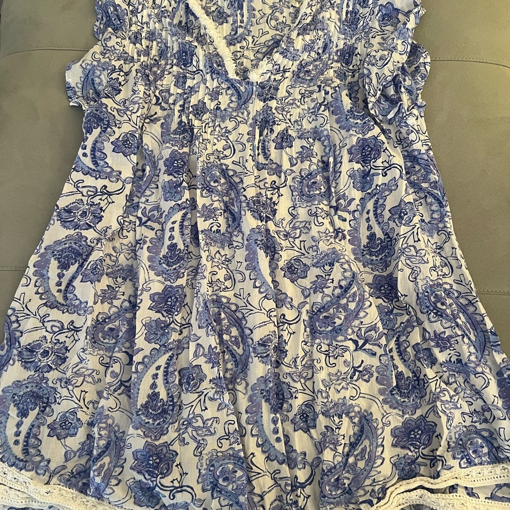 Floral Blue and White Mini Dress